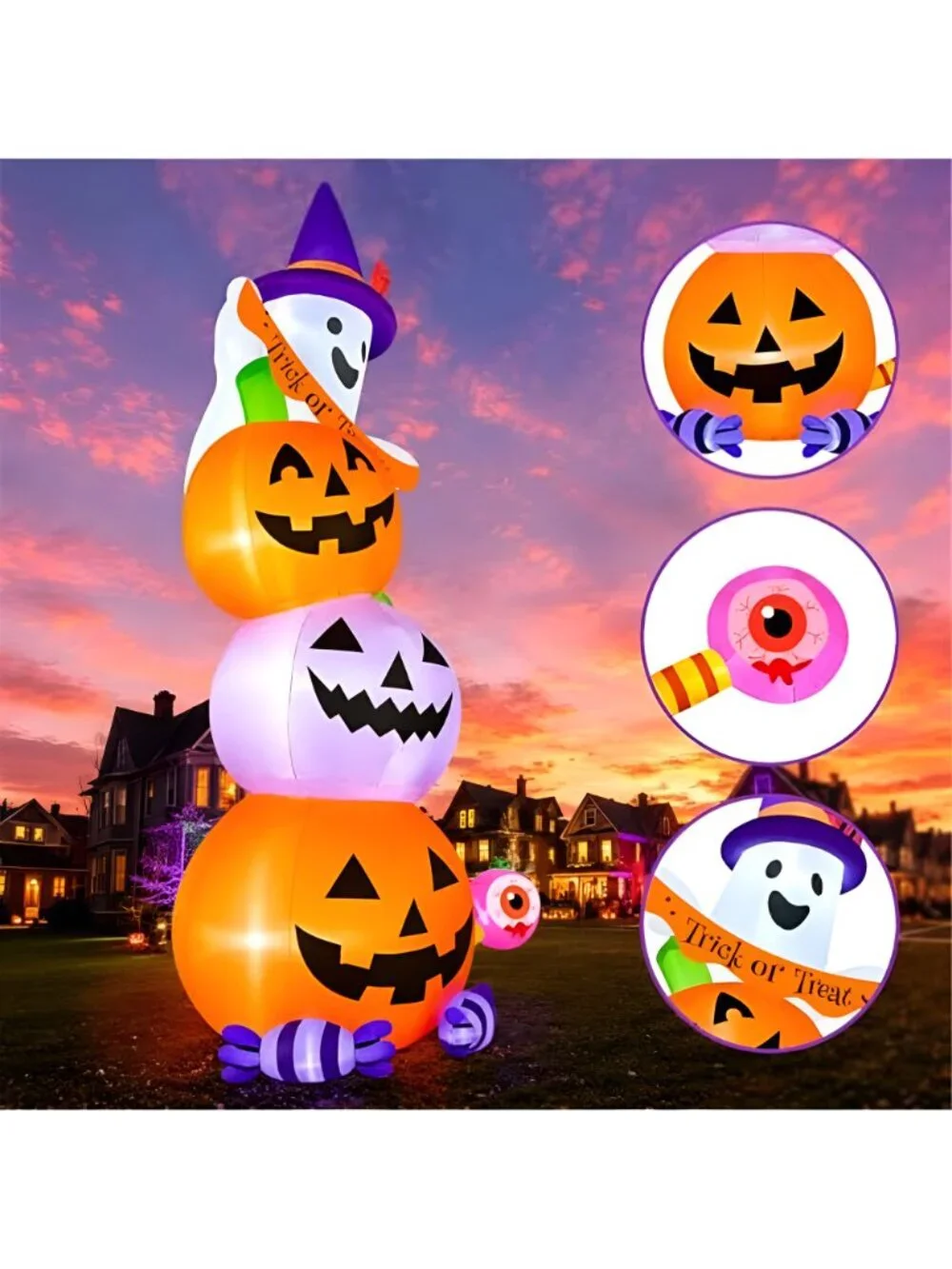 20FT Tall Halloween Inflatables Pumpkin Ghost